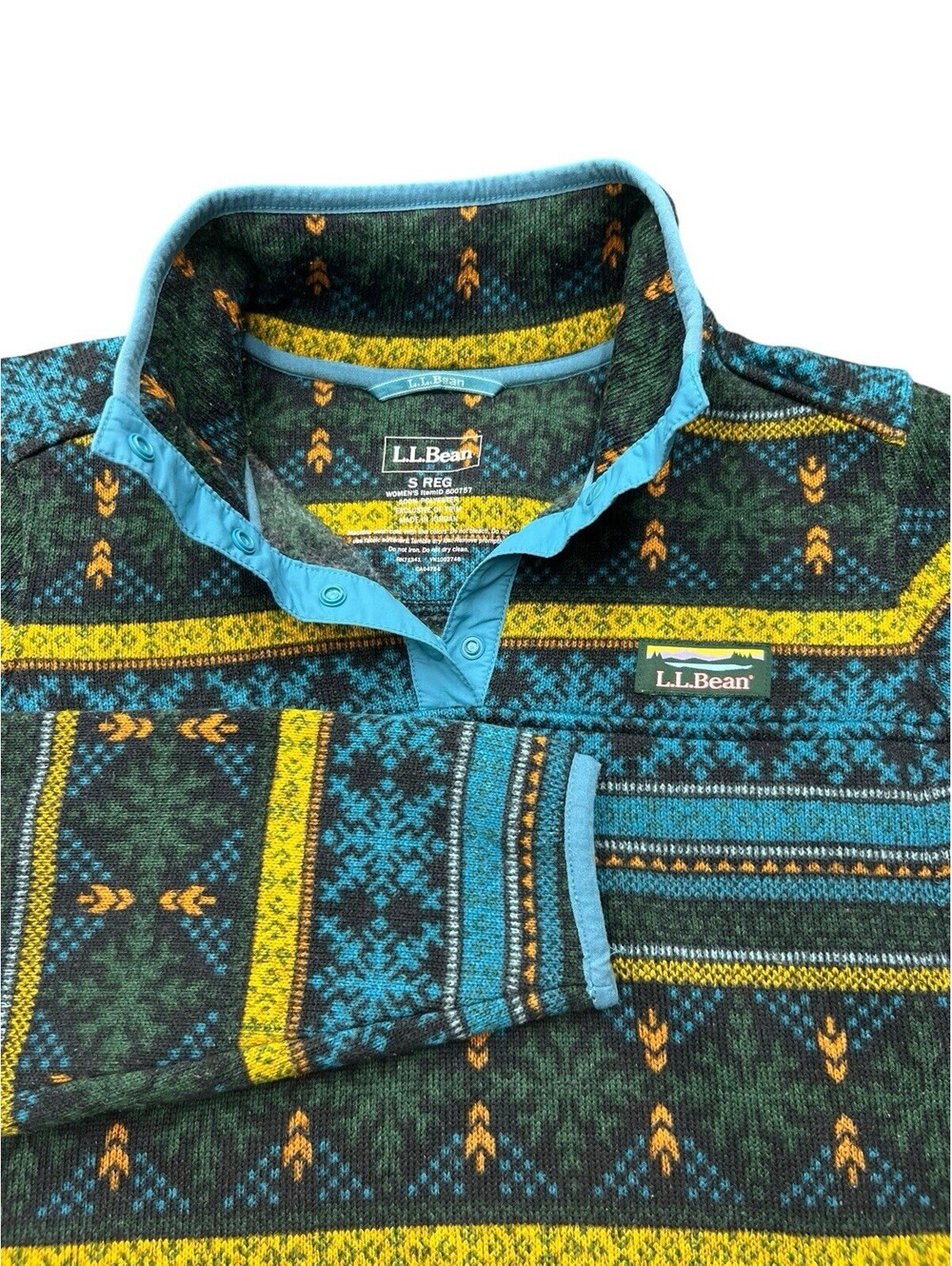 L.L.Bean Fair Isle Fleece Pullover | Nordic Gorpcore Sweater | Women’s S
